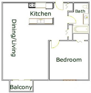 Four Seasons Apartments 1 bedroom floorplan